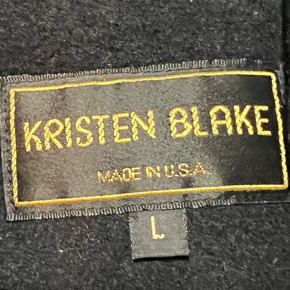 Kristen Blake vintage 100% wool black pea coat woman size large made in the us - Picture 3 of 5